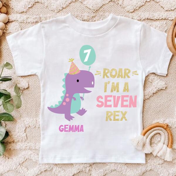 7th Birthday Shirt, Custom Birthday Shirt, Dinosaur Birthday Shirt, Seven Birthday Shirt, 7th Birthday T Shirt, Baby Shirt