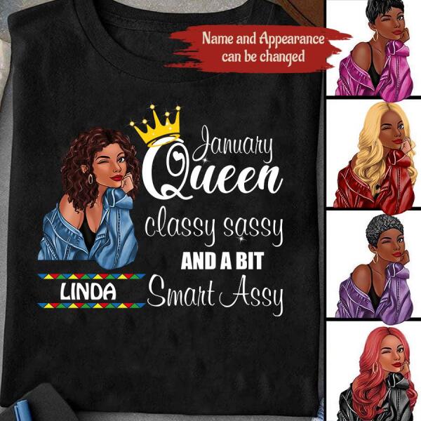 Custom January Birthday Shirt For Woman, Queens Are Born In January Gifts, Melanin Afro Woman Shirt, Black Girl Tee, Afro Queen Gift