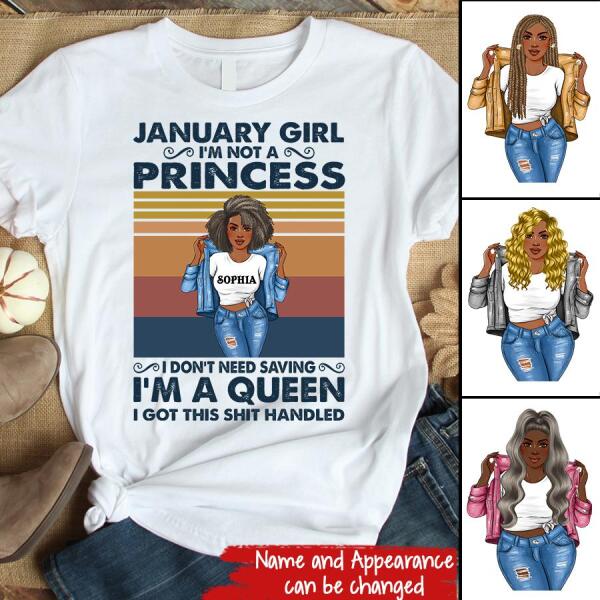 Custom January Birthday Shirt For Woman, Queens Are Born In January Gifts, Melanin Afro Woman Shirt, Black Girl Tee, Afro Queen Gift