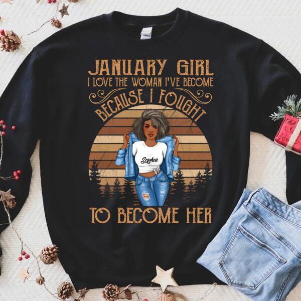 Custom January Birthday Shirt For Woman, Queens Are Born In January Gifts, Melanin Afro Woman Shirt, Black Girl Tee, Afro Queen Gift