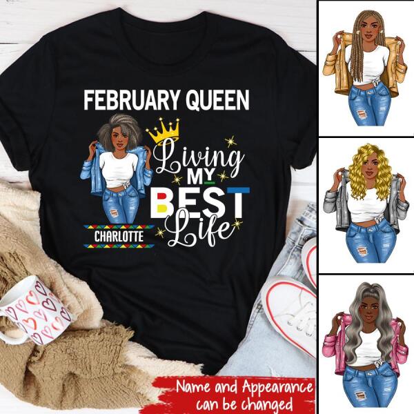 Custom February Birthday Shirt For Woman, Queens Are Born In February Gifts, Melanin Afro Woman Shirt, Black Girl Tee, Afro Queen Gift
