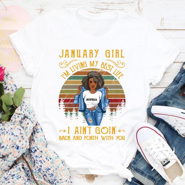 Custom January Birthday Shirt For Woman, Queens Are Born In January Gifts, Melanin Afro Woman Shirt, Black Girl Tee, Afro Queen Gift