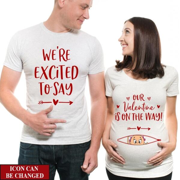  Couples Valentines Day Pregnancy Announcement Shirt