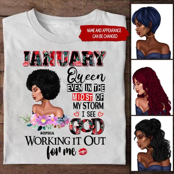 Custom January Birthday Shirt For Woman, Queens Are Born In January Gifts, Melanin Afro Woman Shirt, Black Girl Tee, Afro Queen Gift