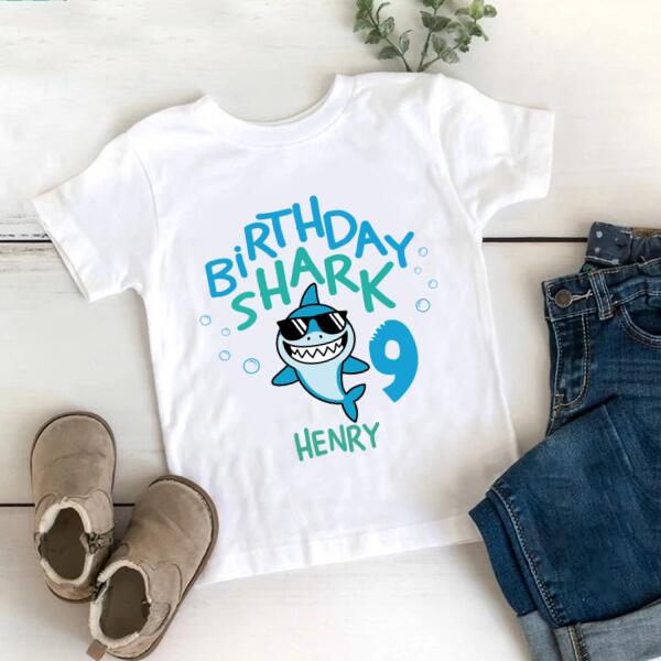 9th Birthday Shirt, Custom Birthday Shirt, Shark Birthday Shirt, 9th Birthday Shirt Ideas, Shirts For 9 Year Olds, Cute Birthday Shirt Ideas, Baby Shirt