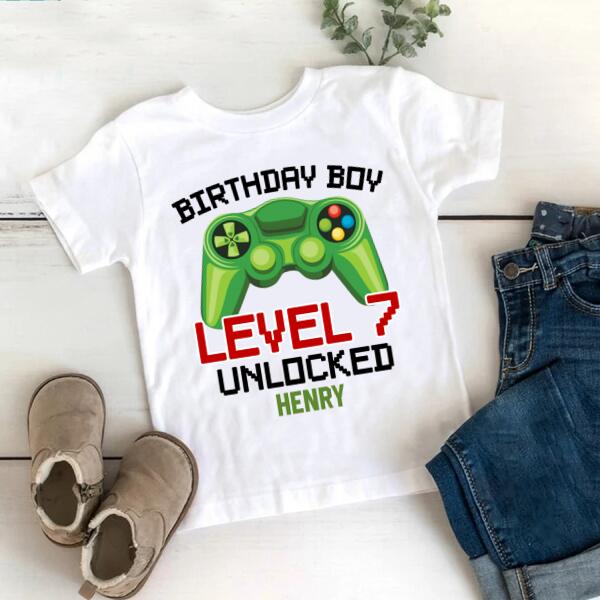 7th Birthday Shirt, Custom Birthday Shirt, level 7 unlocked shirt, Seven Birthday Shirt, 7th Birthday T Shirt, Baby Shirt