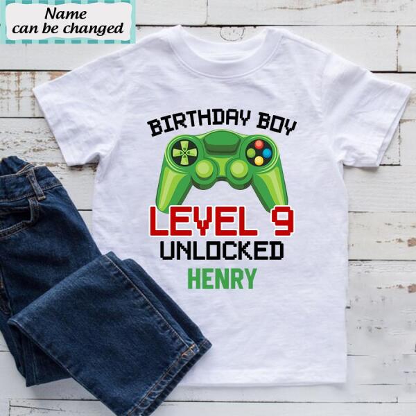 9th Birthday Shirt, Custom Birthday Shirt, level 9 unlocked shirt, Nine Birthday Shirt, 9th Birthday T Shirt, Baby Shirt