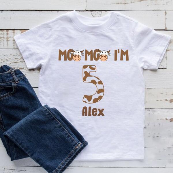 5th Birthday Shirt, Custom Birthday Shirt, Cow Birthday Shirt, Five Birthday Shirt, 5th Birthday T Shirt, Baby Shirt