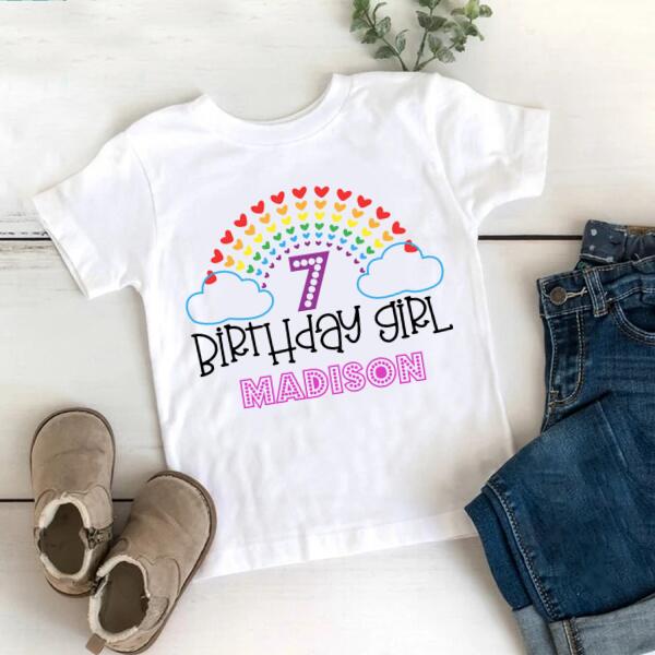 7th Birthday Shirt, Custom Birthday Shirt, Rainbow Shirt, Seven Birthday Shirt, 7th Birthday T Shirt, Baby Shirt