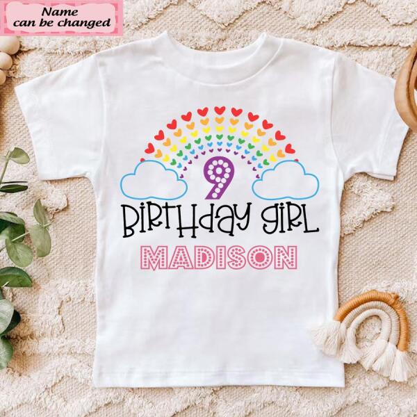 9th Birthday Shirt, Custom Birthday Shirt, Rainbow Shirt, Nine Birthday Shirt, 9th Birthday T Shirt, Baby Shirt