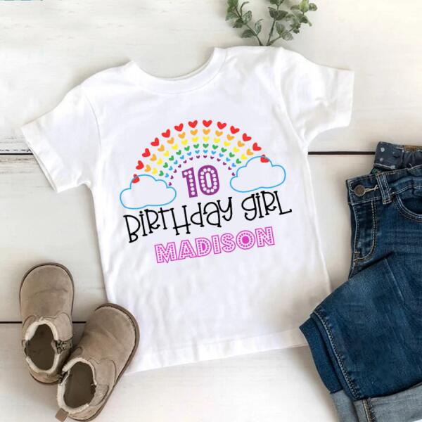 10th Birthday Shirt, Custom Birthday Shirt, Rainbow Shirt, Ten Birthday Shirt, 10th Birthday T Shirt, Baby Shirt