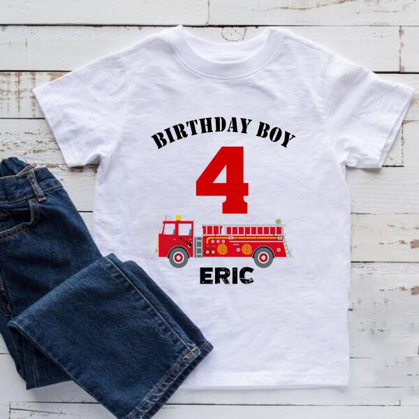 4th Birthday Shirt, Custom Birthday Shirt, Fire Truck Birthday Shirt, Four Birthday Shirt, 4th Birthday T Shirt, Baby Shirt