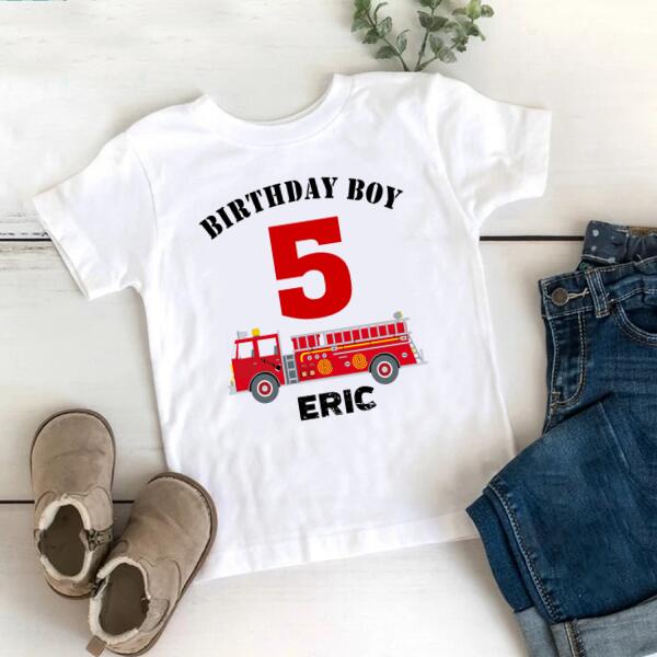 5th Birthday Shirt, Custom Birthday Shirt, Fire Truck Birthday Shirt, Five Birthday Shirt, 5th Birthday T Shirt, Baby Shirt
