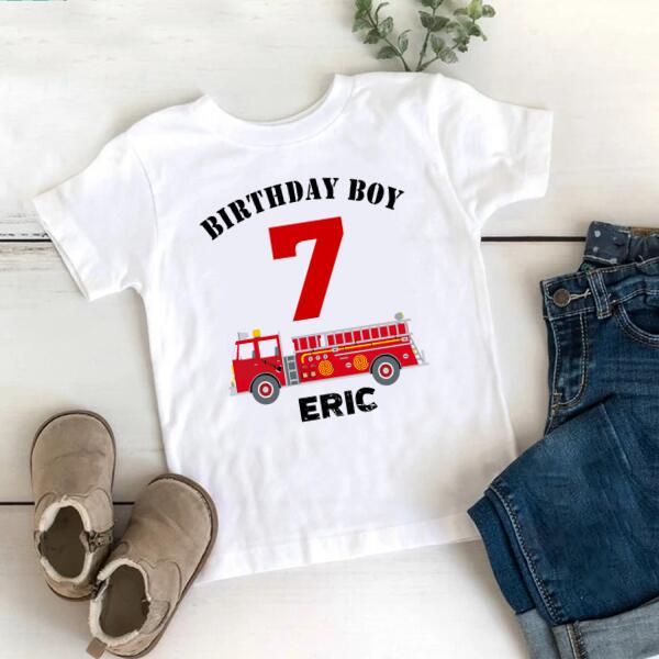 7th Birthday Shirt, Custom Birthday Shirt, Fire Truck Birthday Shirt, Seven Birthday Shirt, 7th Birthday T Shirt, Baby Shirt