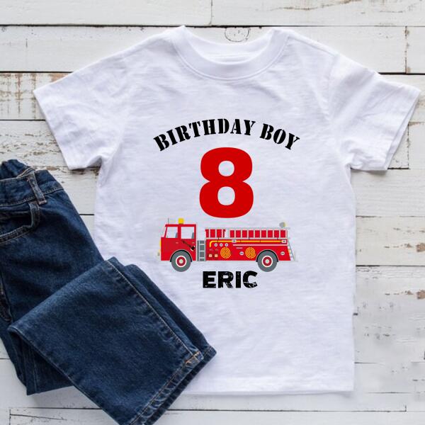 8th Birthday Shirt, Custom Birthday Shirt, Fire Truck Birthday Shirt, Eight Birthday Shirt, 8th Birthday T Shirt, Baby Shirt