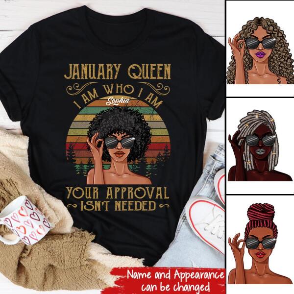 Custom January Birthday Shirt For Woman, Queens Are Born In January Gifts, Melanin Afro Woman Shirt, Black Girl Tee, Afro Queen Gift