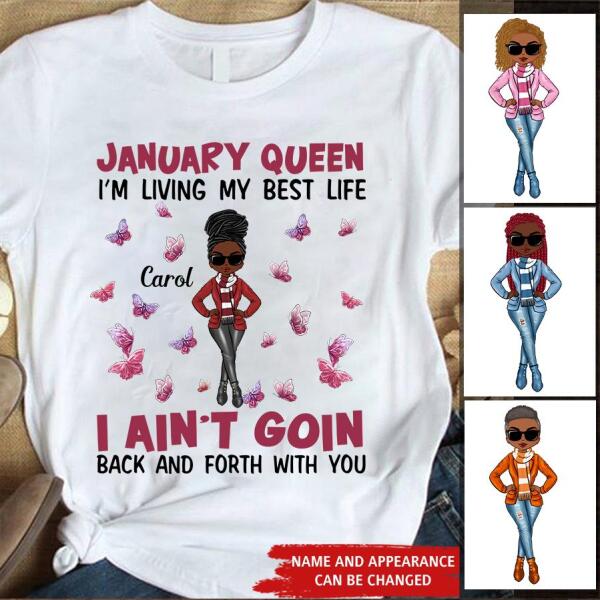 Custom January Birthday Shirt For Woman, Queens Are Born In January Gifts, Melanin Afro Woman Shirt, Black Girl Tee, Afro Queen Gift