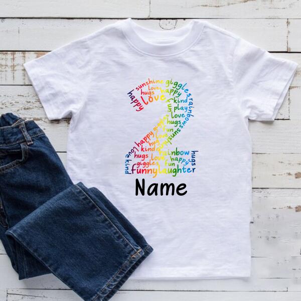 Personalised Kids Birthday T-shirt, 2nd Birthday, Custom Tee, Birthday T-shirt, Name And Number Top