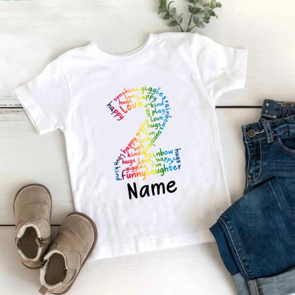 Personalised Kids Birthday T-shirt, 2nd Birthday, Custom Tee, Birthday T-shirt, Name And Number Top