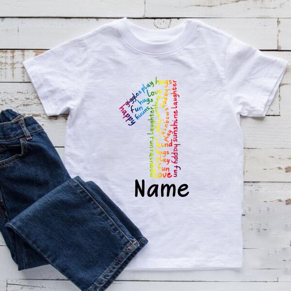 First Birthday Shirt, Personalised Kids Birthday T-shirt, 1st Birthday, Custom Tee, Birthday T-shirt, Name And Number Top