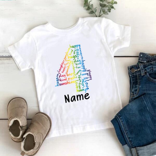 Personalised Kids Birthday T-shirt, 4th Birthday, Custom Tee, Birthday T-shirt, Name And Number Top