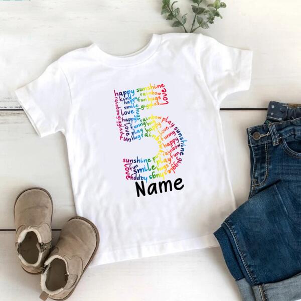 Personalised Kids Birthday T-shirt, 5th Birthday, Custom Tee, Birthday T-shirt, Name And Number Top