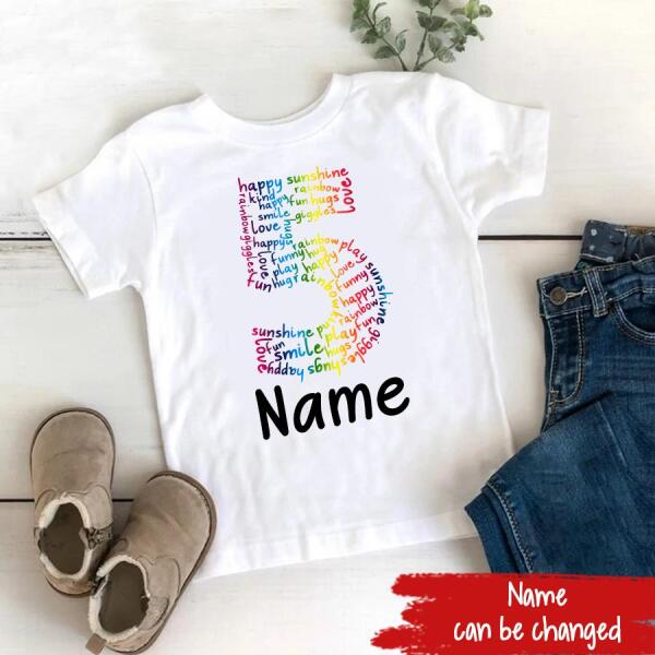 Personalised Kids Birthday T-shirt, 5th Birthday, Custom Tee, Birthday T-shirt, Name And Number Top