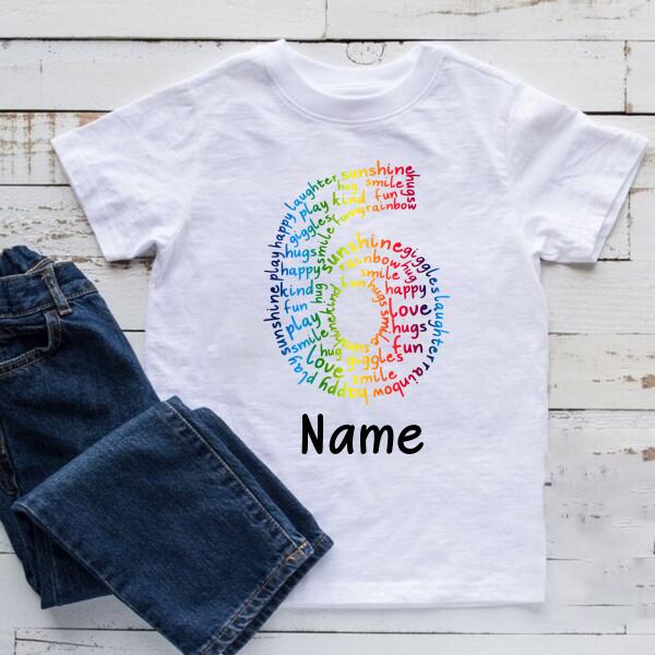 Personalised Kids Birthday T-shirt, 6th Birthday, Custom Tee, Birthday T-shirt, Name And Number Top