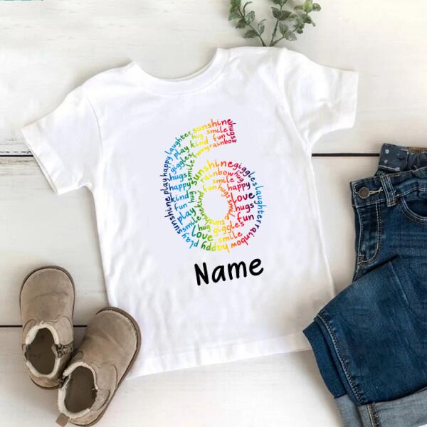 Personalised Kids Birthday T-shirt, 6th Birthday, Custom Tee, Birthday T-shirt, Name And Number Top