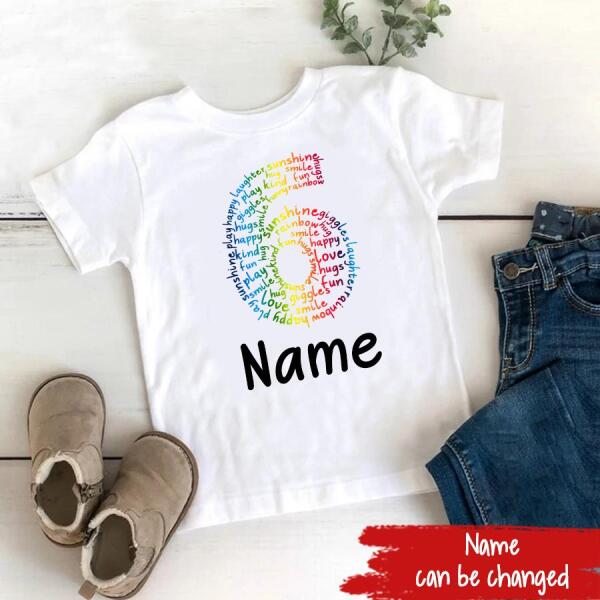 Personalised Kids Birthday T-shirt, 6th Birthday, Custom Tee, Birthday T-shirt, Name And Number Top