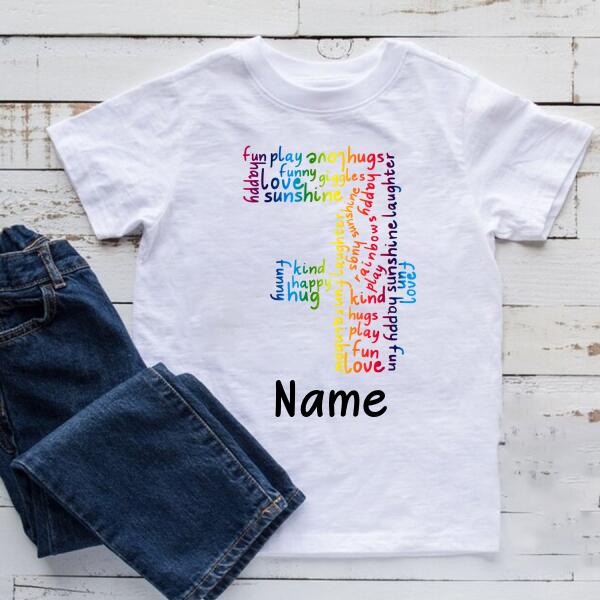 Personalised Kids Birthday T-shirt, 7th Birthday, Custom Tee, Birthday T-shirt, Name And Number Top