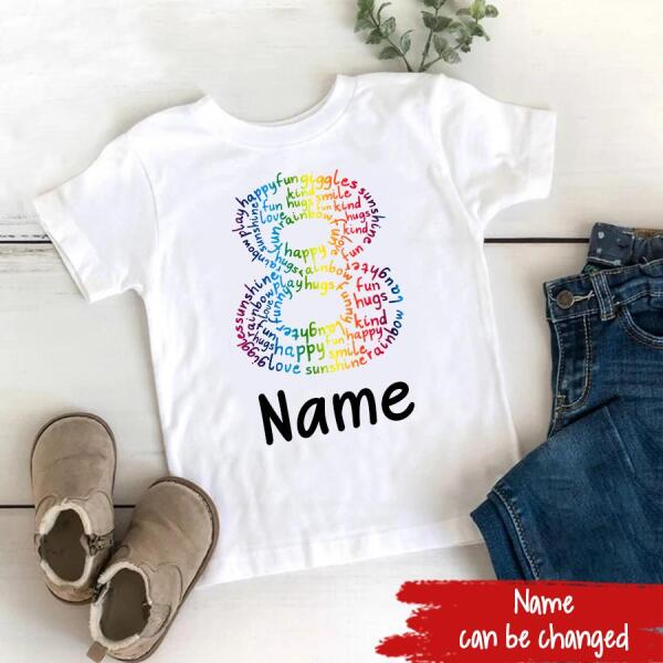 Personalised Kids Birthday T-shirt, 8th Birthday, Custom Tee, Birthday T-shirt, Name And Number Top