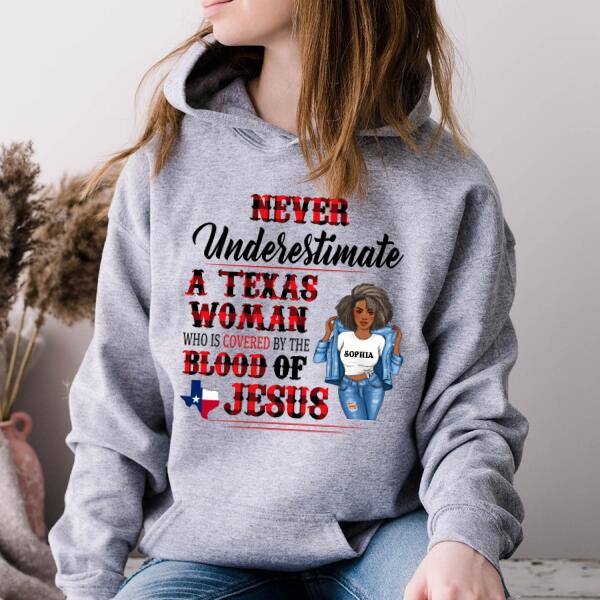 Personalized T Shirt, Texas shirt
Never Underestimate a Texas Woman who is Coverd by the Blood of Jesus t shirt, Texas gift