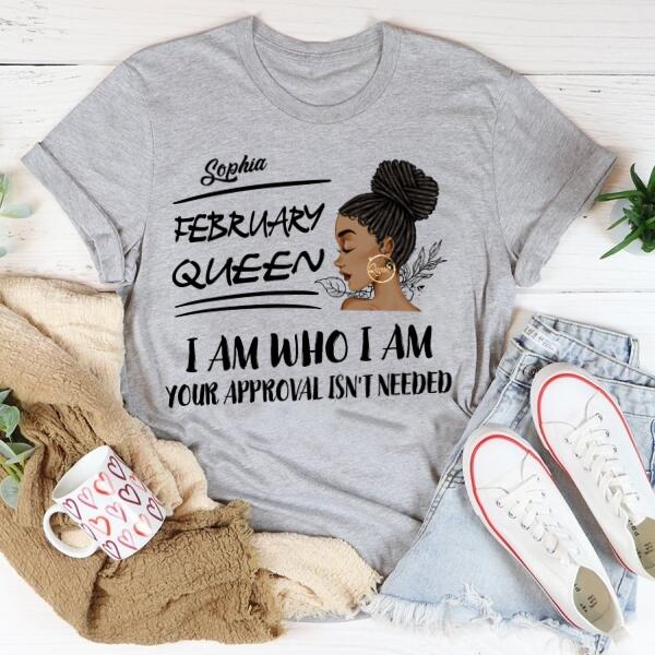 Custom February Birthday Shirt For Woman, Queens Are Born In February Gifts, Melanin Afro Woman Shirt, Black Girl Tee, Afro Queen Gift