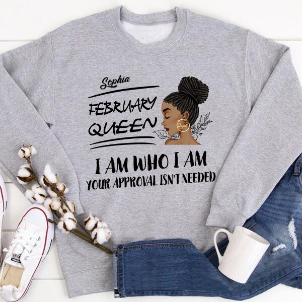 Custom February Birthday Shirt For Woman, Queens Are Born In February Gifts, Melanin Afro Woman Shirt, Black Girl Tee, Afro Queen Gift