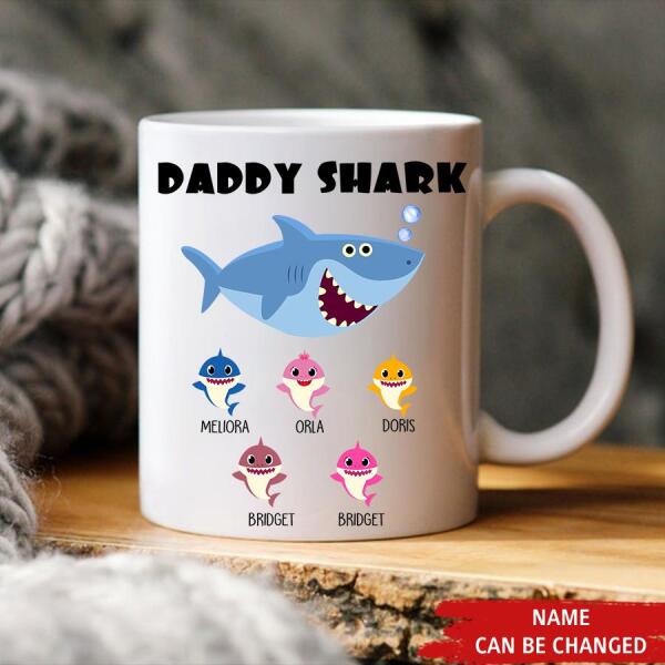 Personalized fathers day mugs, Happy Father Day Mug, Father‘s Day Mug, Funny Dad Coffee Mugs, Fathers Day Cup, shark mug, Father Day Gift, Coffee Cups