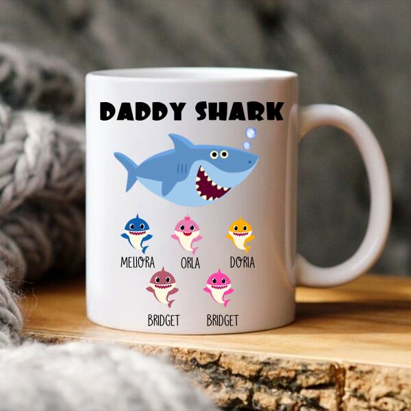 Personalized fathers day mugs, Happy Father Day Mug, Father‘s Day Mug, Funny Dad Coffee Mugs, Fathers Day Cup, shark mug, Father Day Gift, Coffee Cups