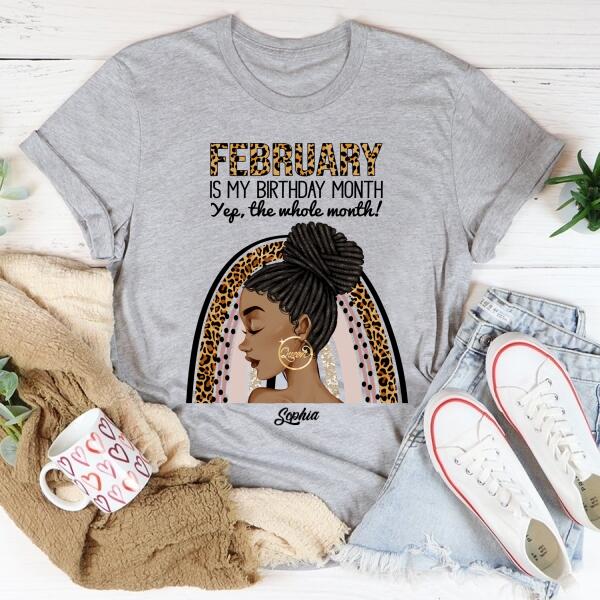 Custom February Birthday Shirt For Woman, Queens Are Born In February Gifts, Melanin Afro Woman Shirt, Black Girl Tee, Afro Queen Gift