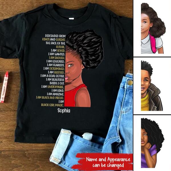 Kids Black Pride Shirt, Mixed Girl Light Skin, Positive Message, Self Care, I am Enough, Biracial, Daughter, Girls Black History, Toddler Gift Pink