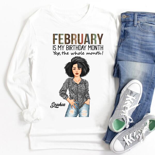 Custom February Birthday Shirt For Woman, Queens Are Born In February Gifts, Melanin Afro Woman Shirt, Black Girl Tee, Afro Queen Gift