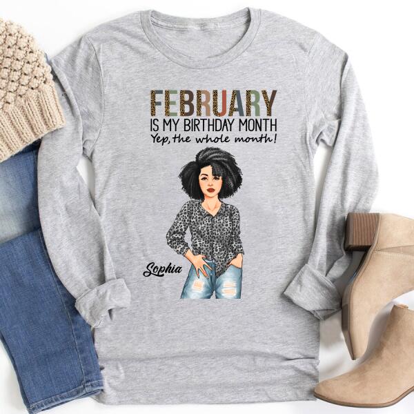 Custom February Birthday Shirt For Woman, Queens Are Born In February Gifts, Melanin Afro Woman Shirt, Black Girl Tee, Afro Queen Gift