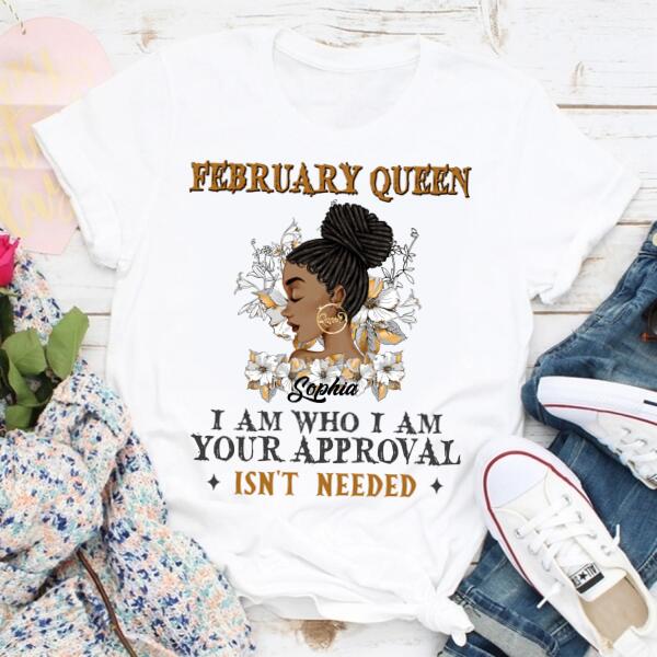 February Birthday Shirt, Custom Birthday Shirt, Queens Born In Custom February Birthday Shirt For Woman, Queens Are Born In February Gifts, Melanin Afro Woman Shirt, Black Girl Tee, Afro Queen Gift, February Birthday Gifts, February shirts for Woman