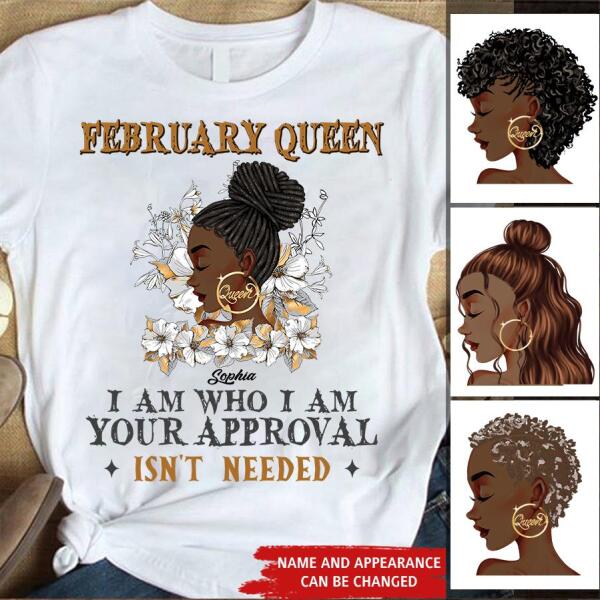 February Birthday Shirt, Custom Birthday Shirt, Queens Born In Custom February Birthday Shirt For Woman, Queens Are Born In February Gifts, Melanin Afro Woman Shirt, Black Girl Tee, Afro Queen Gift, February Birthday Gifts, February shirts for Woman