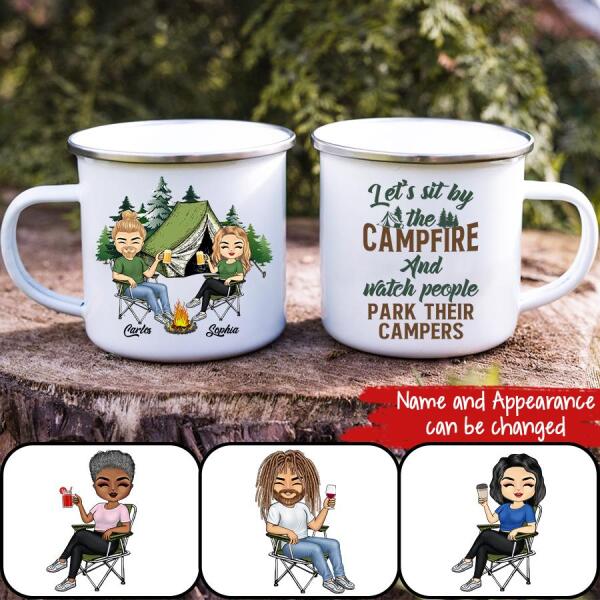 Let's Sit By The Campfire Husband Wife Camping - Couple Gift - Personalized Custom Camping Mug