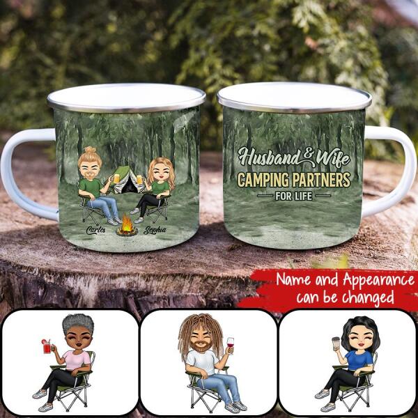 Let's Sit By The Campfire Husband Wife Camping - Couple Gift - Personalized Custom Camping Mug