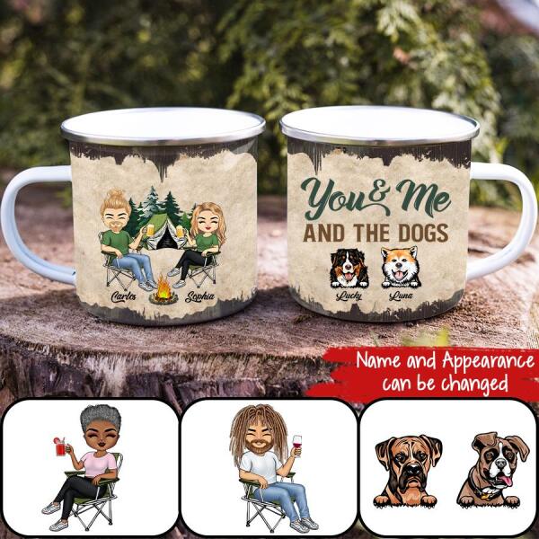 You And Me And The Dogs Husband Wife Camping Dog - Couple Gift - Personalized Custom Mug