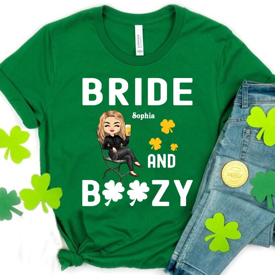 Bride and Boozy Bad and Boozy shirt, St Patrick‘s Day Bachelorette Party Shirts, Patrick’s day beer shirt, Lucky in Love shirt, Bride shirt