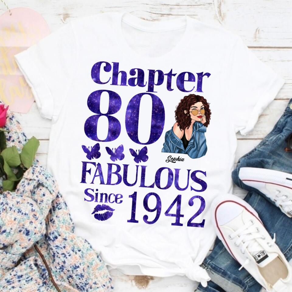 Chapter 80, Fabulous Since 1942 80th Birthday Unique T Shirt For Woman, Custom Birthday Shirt, Her Gifts For 80 Years Old , Turning 80 Birthday Cotton Shirt