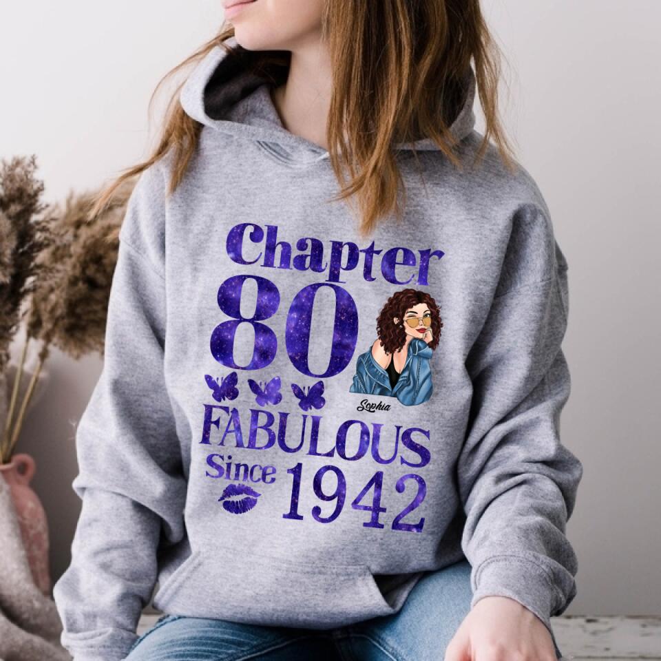 Chapter 80, Fabulous Since 1942 80th Birthday Unique T Shirt For Woman, Custom Birthday Shirt, Her Gifts For 80 Years Old , Turning 80 Birthday Cotton Shirt