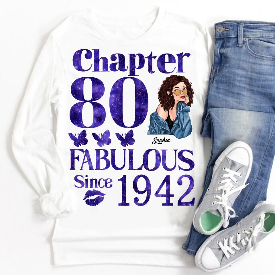 Chapter 80, Fabulous Since 1942 80th Birthday Unique T Shirt For Woman, Custom Birthday Shirt, Her Gifts For 80 Years Old , Turning 80 Birthday Cotton Shirt